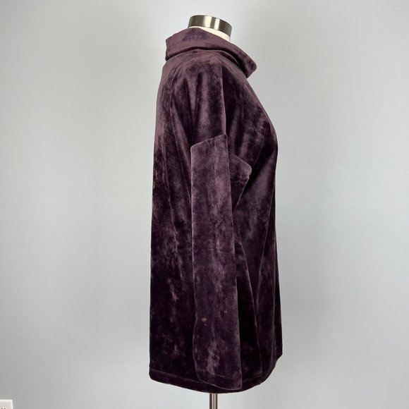 J Jill Pure Jill Womens Crushed Velour Cowl Neck Tunic Top Purple size Medium - Picture 4 of 10